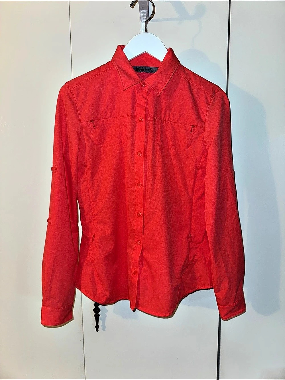 REI Long Sleeve Button Down Shirt in Orange/Red